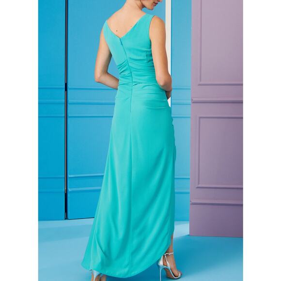 Talbot Runhof NWT Turquoise Gobhan Draped Sleeveless Formal Gown Dress Size 4 - Picture 2 of 10